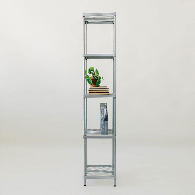 Design Ideas MeshWorks 5 Tier Full-Size Metal Storage Shelving Unit Tower for Kitchen, Office and Garage Organization, 13.8” x 13.8” x 70.9” Silver, 3 of 7