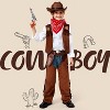 Joyfy Kids Brown Cowboy Western Halloween Costume Set, Deluxe Cowboy Outfit Set with Hat for Boys Halloween Dress-up Role Play Party - 2 of 4