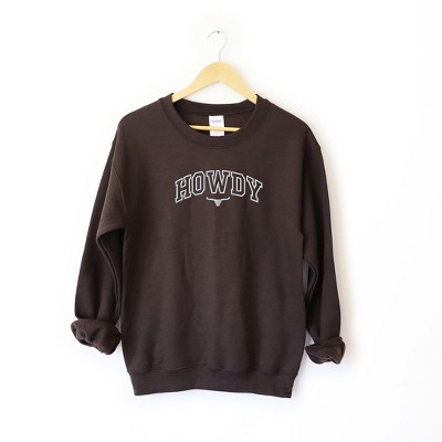 Simply Sage Market Women's Graphic Sweatshirt Embroidered Howdy Bull Varsity