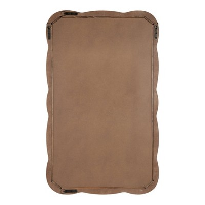 Hatherleigh 24" x 38" Rustic Brown Scalloped Wood Wall Mirror