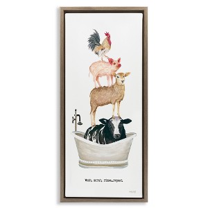 Stupell Industries Wash Scrub Rinse Animals, 11" x 25" - 1 of 4