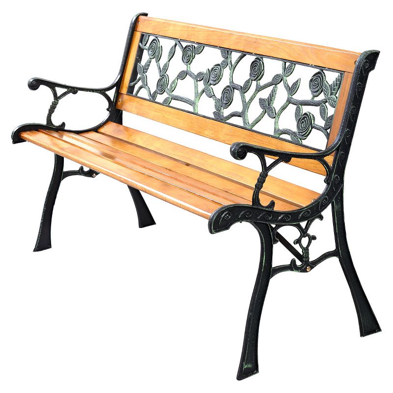 Tangkula Garden Iron Bench Porch Path Hardwood Chair for Patio Park Outdoor Deck, 1 of 11