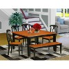 HomeStock 6-Piece Square Black & Cherry Finish Solid Wood Top dining Table with 1-Bench and 4-Chairs - 2 of 4