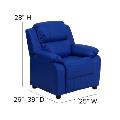 Cozy Spot Child-Sized Recliner with Storage Arms in Black Microfiber