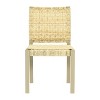 ModernLuxe Set of 2 Dining Chairs Rattan Bench Outdoor Bench, Farmhouse Modern, Champagne/Walnut - 4 of 4