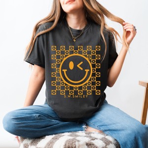 Simply Sage Market S.W.Smiley Mustard Smiley Flowers Garment Dyed Tee - 1 of 4