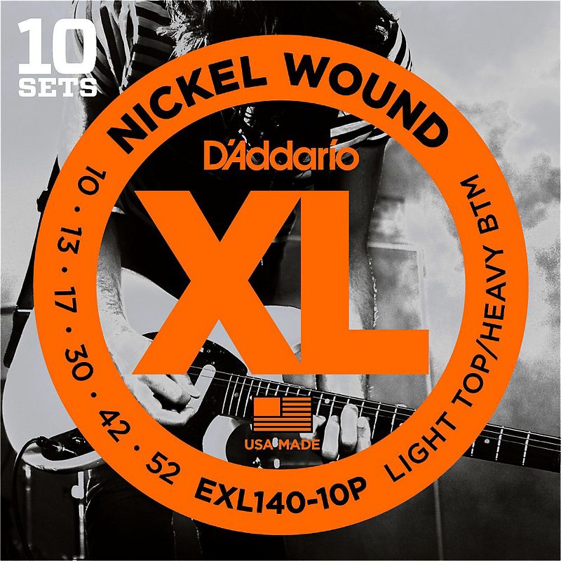 D'Addario EXL140 Light Top/Heavy Bottom Electric Guitar Strings 10-Pack, 1 of 7