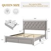 Bed Frame, 2 Storage Drawers, Wooden Slat Support, No Box Spring Needed, Noise Free, upholstered platform - 2 of 4