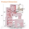 Vanity Desk With Mirror and LED Lights, Makeup Vanity Desk With Sliding Mirror, Power Outlet, Dressing Table With 4 Drawers - 3 of 4
