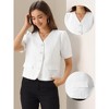 INSPIRE CHIC Women's Tweed Collarless Office Cropped V Neck Short Sleeve Blazer - 2 of 4