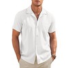 COOFANDY Men's Casual Button Down Shirts Short Sleeve Summer Cuban Vacation Beach Shirts - 3 of 4