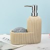 Trio Essentials Marble Kitchen Soap Dispenser Sponge Holder w/ Sponge, Beige - 2 of 3
