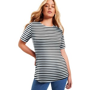 June + Vie by Roaman's Short-Sleeve Crewneck One + Only Tee - 1 of 4