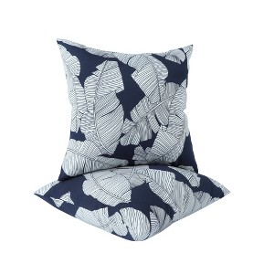 2 Pack Outdoor Throw Pillows, Waterproof & Fade-Resistant Patio Cushions for Garden, (18x18 Inch, Blue leaf) - 1 of 4