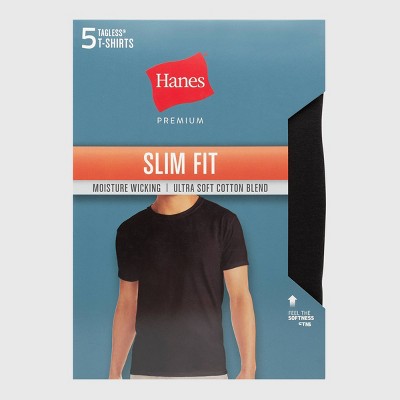 Hanes Brandclub Hanes Men s Premium 5pk Slim Fit Crew Neck T Shirt Black S