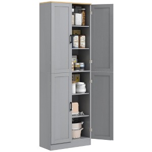 Aghana Digitals Distressed Gray Freestanding Kitchen Pantry with 4 Doors, 6-Tier Adjustable Shelves - 1 of 4