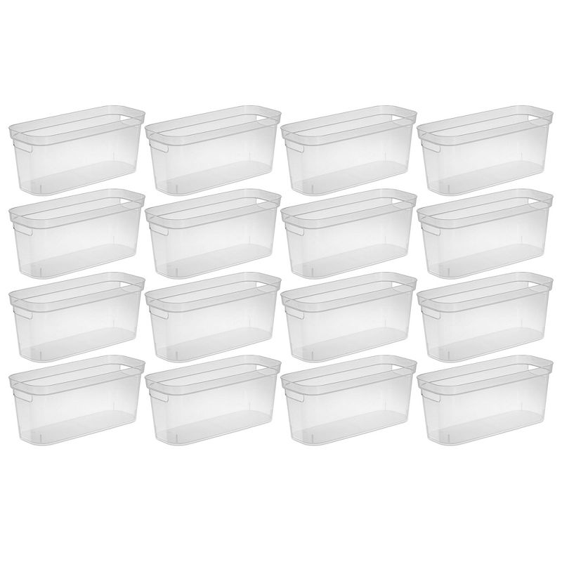 Sterilite 6.25x6.25x15 Inch Narrow Modern Storage Bin w/ Comfortable Carry Through Handles and Banded Rim for Household Organization, Clear, 2 of 7