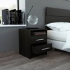Vynxaria Stylish Multifunctional 2-Drawer 1-Shelf Rectangle Nightstand, Black Wengue, Durable All-Metal Railings & Pulls - 3 of 4