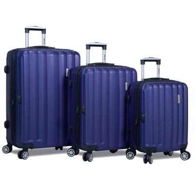 3 PCS Expandable ABS Hard Shell Luggage Set with Spinner Wheels and TSA  Lock, Drak Blue - ModernLuxe