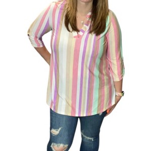 Women's Pastel Stripe Gabby Tunic Top - honeyme - 1 of 3