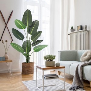 Artificial Plants Indoor, Bird of Paradise Fake Plant, Banana Leaf Tree, Tropical Palm Trees Room Decor, Floor Plant for Home Garden Living Room - 1 of 4