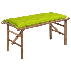 Patio Bench Bright green, Natural bamboo Bamboo, 100% Polyester - 1 of 4