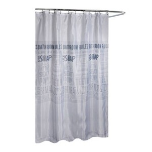 Wash Your Hands Fabric Shower Curtain - Moda at Home: Polyester, Woven, Grommet Top, Typography Pattern - 1 of 3
