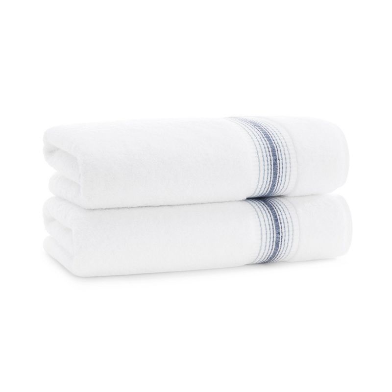 Aston & Arden White Luxury Towels for Bathroom (600 GSM, 30x60 in., 2-Pack), White with Striped Ombre Border, 1 of 6