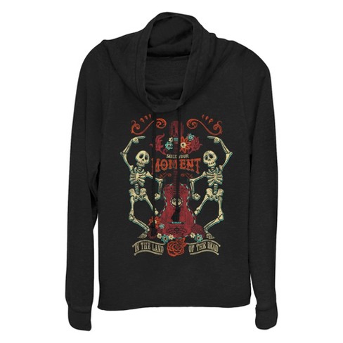 Junior's Coco Seize Moment Skeleton Dance Cowl Neck Sweatshirt - image 1 of 4