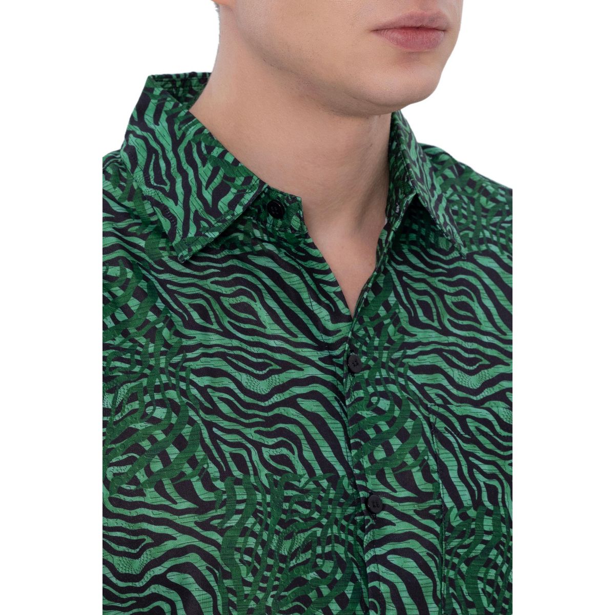 HAPPY BAY Men's Short Sleeve Button Down Shirts for Men XXL Animal Skin Green - thumbnail 3