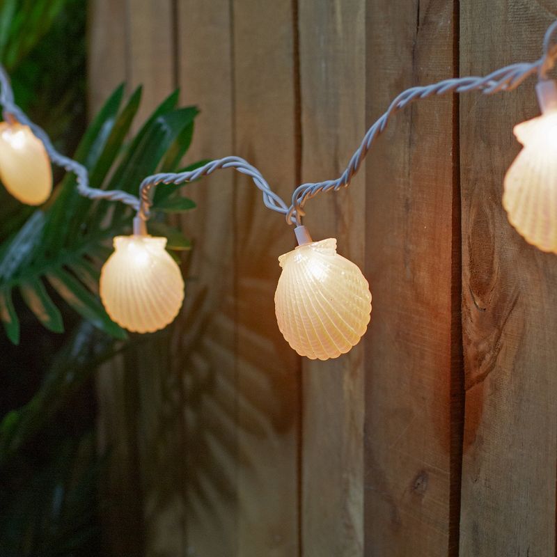 Northlight 10 Count Iridescent Scalloped Seashell Novelty String Lights, 6.5 ft White Wire, 2 of 5