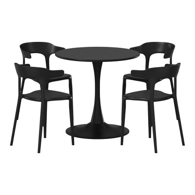 WestinTrends Playa 5-Piece Outdoor Metal Patio Dining Table Set With Stackable Patio Chairs