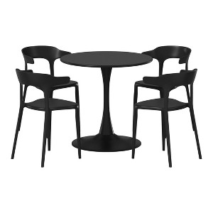 WestinTrends Playa 5-Piece Outdoor Metal Patio Dining Table Set With Stackable Patio Chairs - 1 of 4