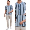INSPIRE CHIC Men's Striped Knitted Summer Short Sleeves Button Down Jacquard Polo Shirts - 4 of 4