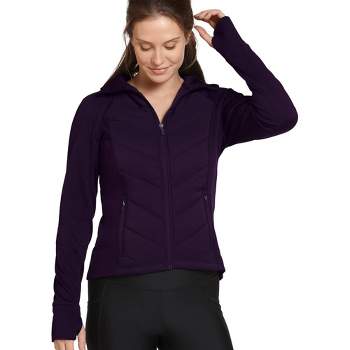 Yogalicious Womens Lux Crosstrain Everyday Half Zip Jacket with Thumbholes  - Dark Navy - Large