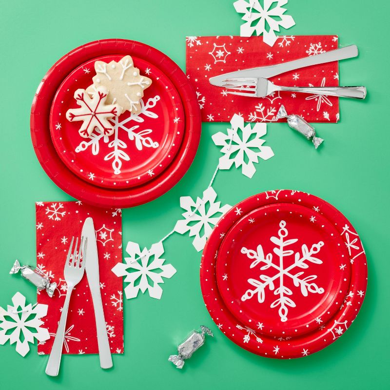 20ct Christmas Snowflake Red Snack Plate - Spritz&#8482;, 2 of 4