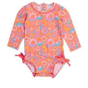RuffleButts Baby/Toddler Girls UPF50+ Long Sleeve One Piece Rash Guard - 1 of 4