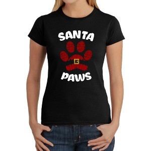 LA Pop Art Santa Paws - Women's Word Art T-Shirt - 1 of 4