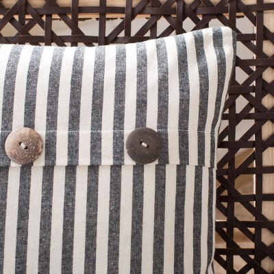 Kensing Black and White Striped Cotton Throw Pillow