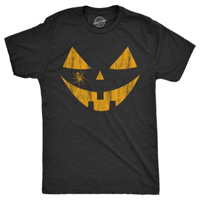 Mens Scary and Silly Pumpkin Face T Shirts Funny Halloween Jack O Lantern Smile Tees For Guys - Crazy Dog Men's T Shirt