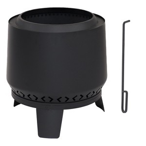 Sunnydaze Heavy-Duty Steel Smokeless Fire Pit - Includes Protective PVC Cover and Poker - 21-Inch H - Black - 1 of 4