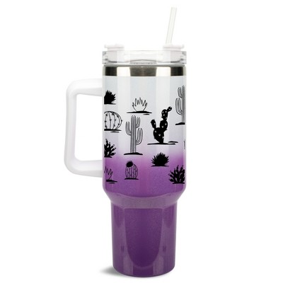 Elanze Designs Succulent Cactus Desert Plant 40 oz. Stainless Steel, Large Water Bottle Coffee Mug, Spill & Leak Resistant, Thermal Travel Tumbler
