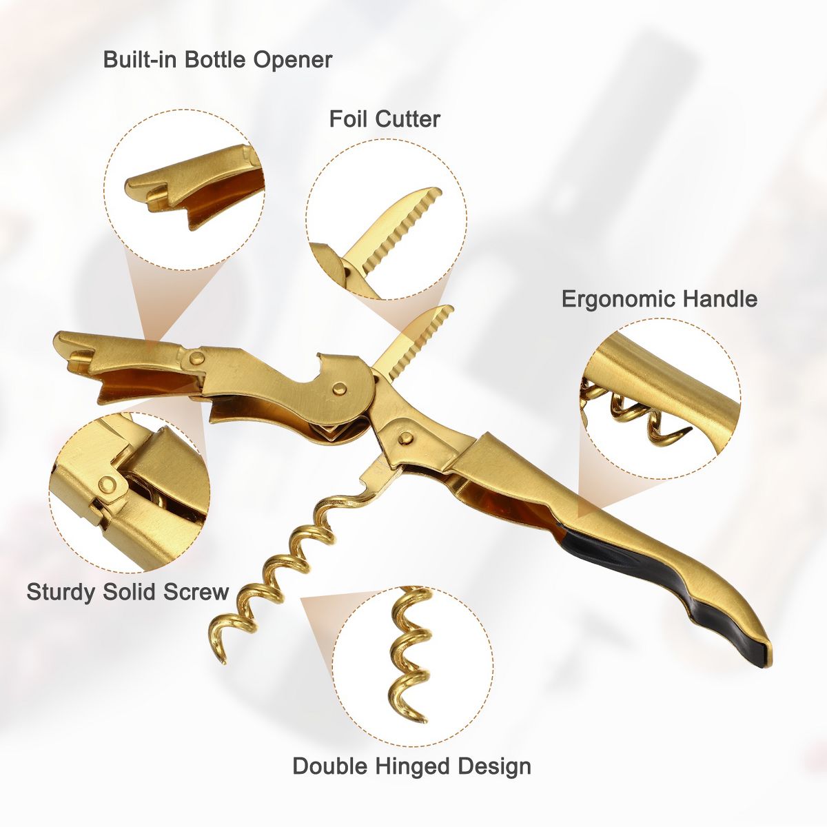 Unique Bargains Stainless Steel Wine Opener, Waiter Corkscrew Professional Wine Key Bottle Openers - thumbnail 9