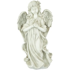 Northlight 17" Peaceful Angel Holding a Rose Outdoor Garden Statue - 1 of 4