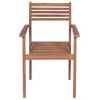 vidaXL Stackable Patio Chairs in Solid Teak Wood with Red Cushions, Outdoor Furniture Set for Gardens and Patios, Pack of 4 - 4 of 4