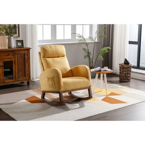 NicBex 20" Modern Rocking Chair Linen Accent Chairs with Side Pockets&High Back for Living Room,Nursery Glider Accent Chair,300lbs Max - 1 of 4