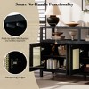 ORRD TREXM Bohemian Rattan Buffet Cabinet Solid Wood Frame, 3-Adjustable Shelves Push-to-Open Design, Black, Living & Dining - 3 of 4