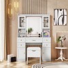 Racxily 41.4" Makeup Vanity Desk with Mirror & Lights, 5 Drawers with Charging Station & Stool for Bedroom, White - 4 of 4