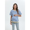 Maternity Shirts Women's Casual Floral Print Tops Striped Ruched Side Tunic Top - 4 of 4