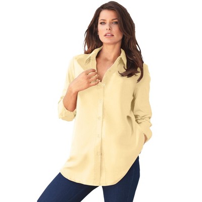 Roaman's Women's Plus Size Long-sleeve Kate Big Shirt, 36 W - Banana ...